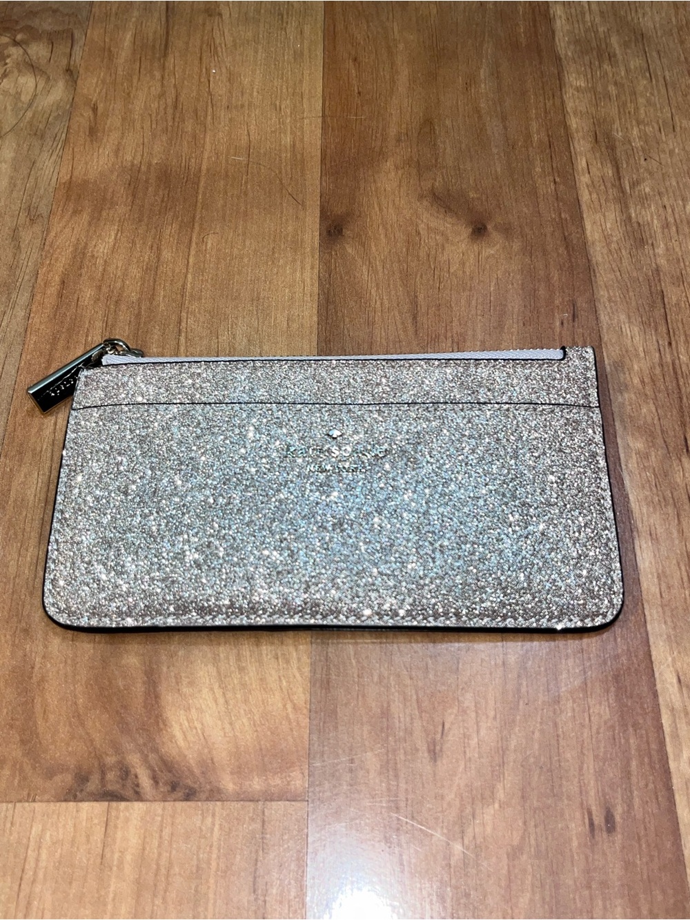 Kate Spade Rose Gold Glitter Tote with Matching Card Holder - Picture 9 of 14